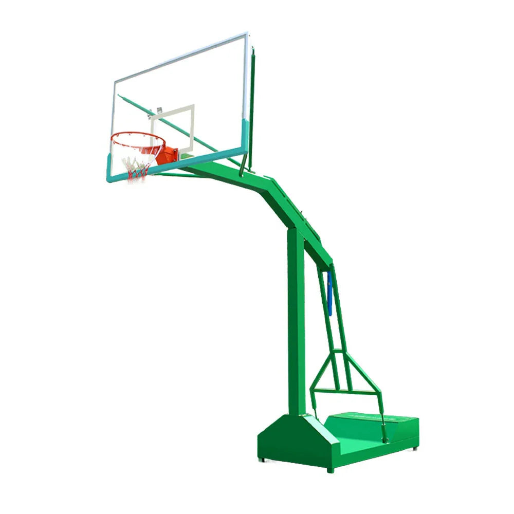 DUNK MASTER Hoop Dual-Spring 3.05m Rim, Recessed Outdoor Basketball Rim Glass - Height, Design Tempered Backboard, Base Green