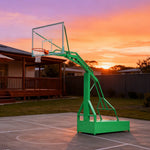 DUNK MASTER Backboard Alloy Frame, Hoop - Outdoor Height Aluminium Rim Glass with Dunk-Support Tempered Dual-Spring Rim, Basketball 3.05m Green