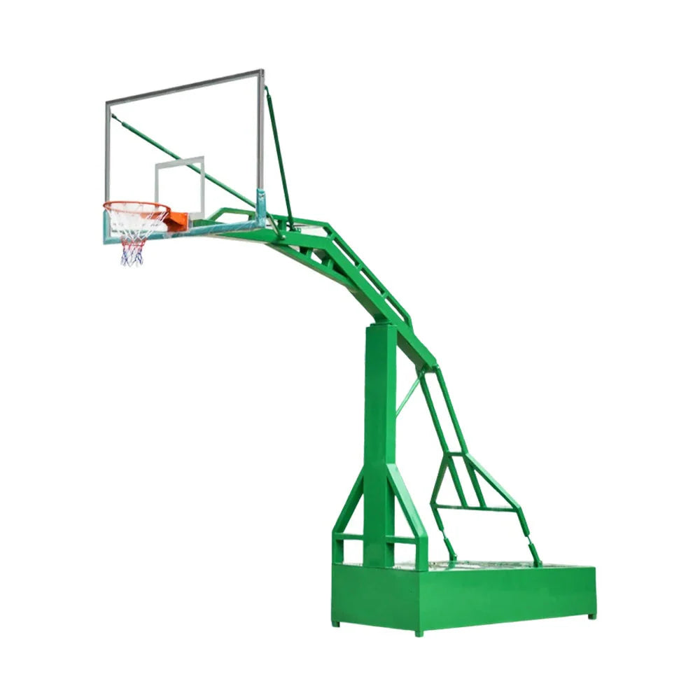 DUNK MASTER Backboard Alloy Frame, Hoop - Outdoor Height Aluminium Rim Glass with Dunk-Support Tempered Dual-Spring Rim, Basketball 3.05m Green