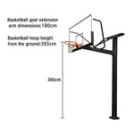 DUNK MASTER Pole - Frame, Height, Design, Alloy with Rim Tempered Hoop In-Ground 3.05m Backboard Heavy-Duty Post Basketball Aluminium Steel Single Glass Black