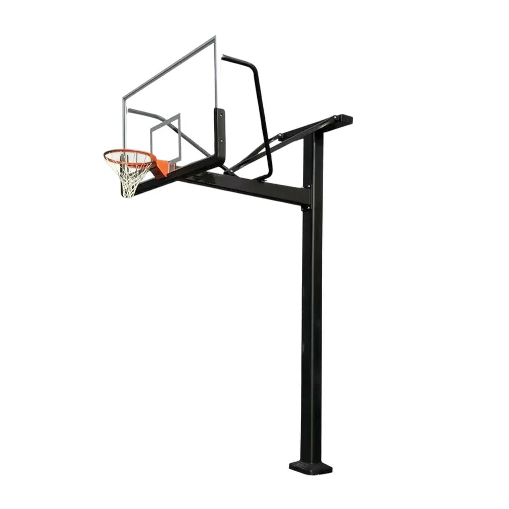 DUNK MASTER Pole - Frame, Height, Design, Alloy with Rim Tempered Hoop In-Ground 3.05m Backboard Heavy-Duty Post Basketball Aluminium Steel Single Glass Black