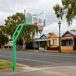 DUNK MASTER with Heavy-Duty Hoop - Basketball Post Glass Alloy Backboard Pole Design, Frame, Steel In-Ground Aluminium Tempered 3.05m Height, Rim Single Green