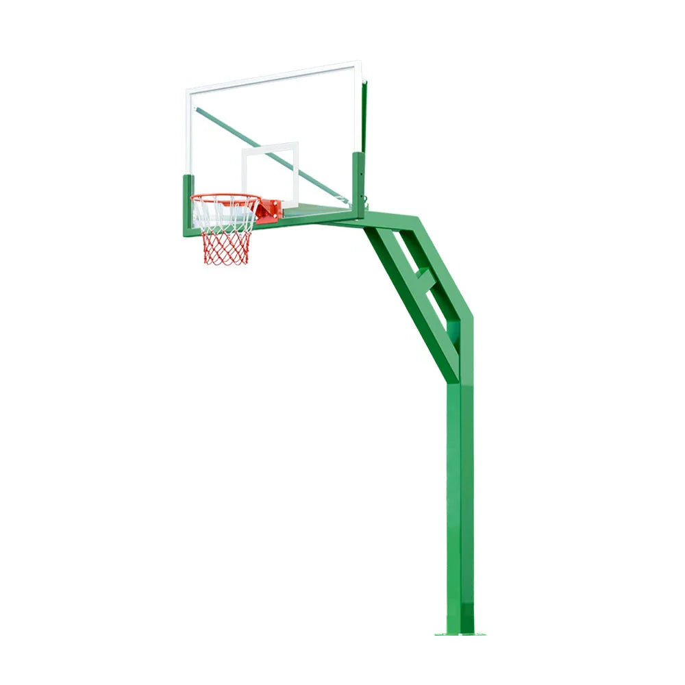 DUNK MASTER with Heavy-Duty Hoop - Basketball Post Glass Alloy Backboard Pole Design, Frame, Steel In-Ground Aluminium Tempered 3.05m Height, Rim Single Green