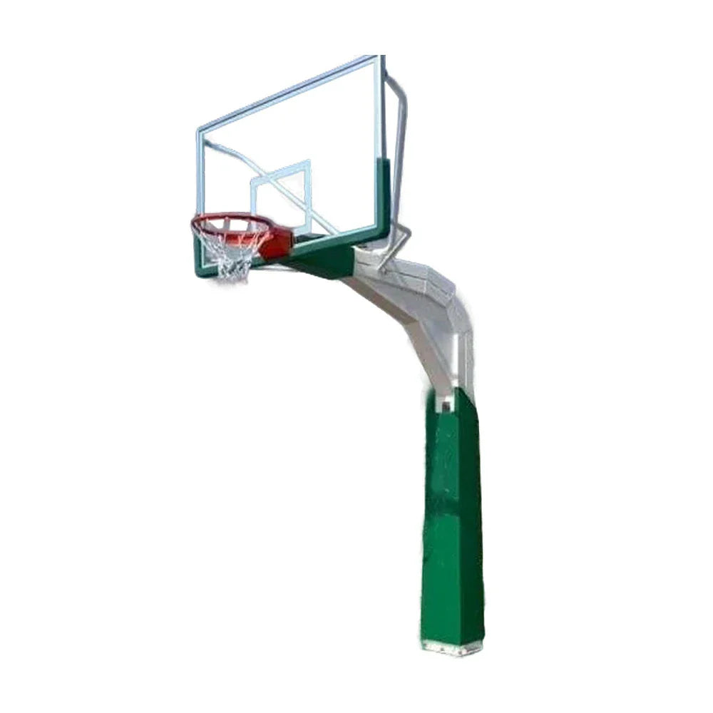 DUNK MASTER Backboard, Arm 1.85m Glass In-Ground - Extension, Tempered Basketball Rim American Hoop Double-Spring Green