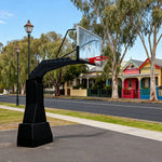 DUNK MASTER 1.85m Arm Basketball Hoop - American Tempered Extension, Rim Backboard, In-Ground Glass Double-Spring Black