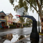 DUNK MASTER 1.85m Arm Basketball Hoop - American Tempered Extension, Rim Backboard, In-Ground Glass Double-Spring Black