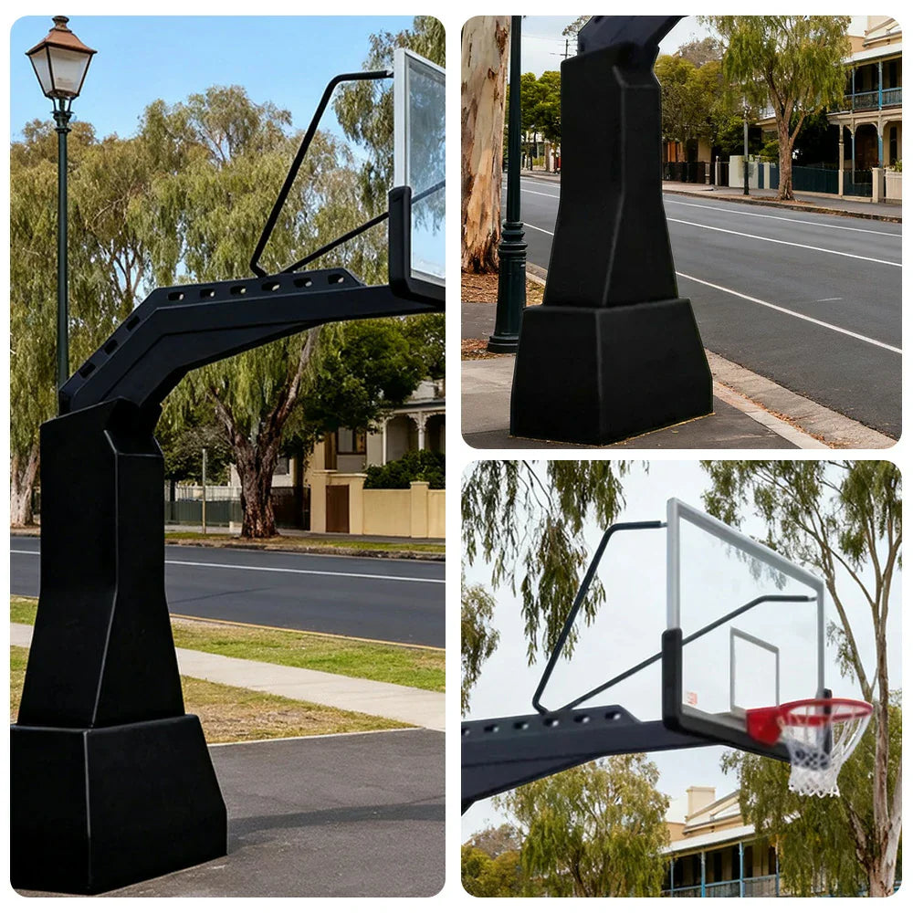 DUNK MASTER 1.85m Arm Basketball Hoop - American Tempered Extension, Rim Backboard, In-Ground Glass Double-Spring Black