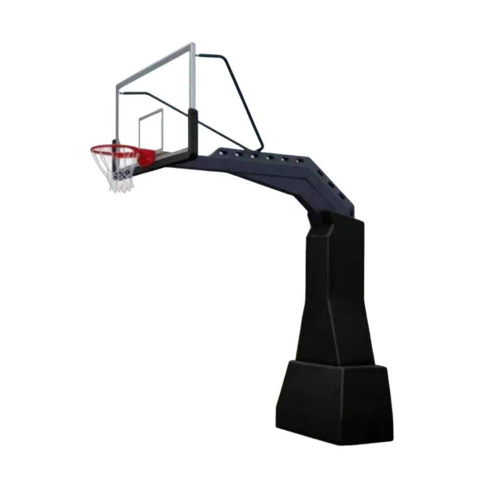DUNK MASTER 1.85m Arm Basketball Hoop - American Tempered Extension, Rim Backboard, In-Ground Glass Double-Spring Black