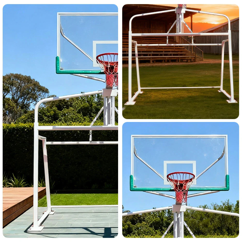 DUNK MASTER x 1.8m - x Steel, Basketball Double-Spring Combo 1.05m Rim, Soccer 300cm Frame, Tempered 200cm Backboard, Goal Glass Soccer Rust-Resistant