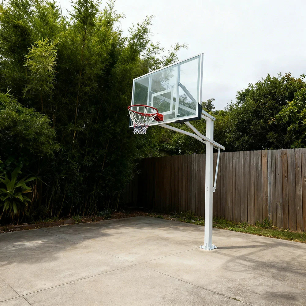 DUNK MASTER M023 Basketball System In Ground Basketball Stand Duty Professional Ring Hoop Ironman Heavy - White