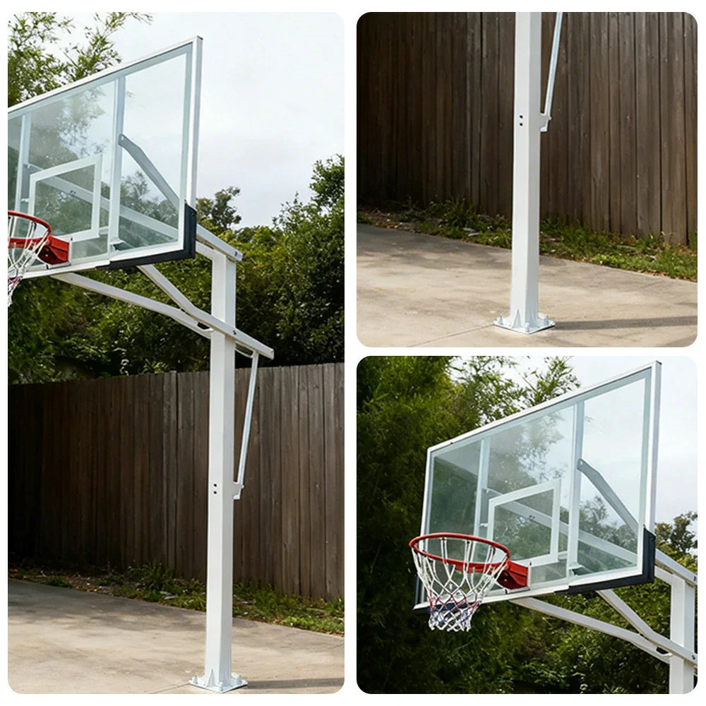 DUNK MASTER M023 Basketball System In Ground Basketball Stand Duty Professional Ring Hoop Ironman Heavy - White