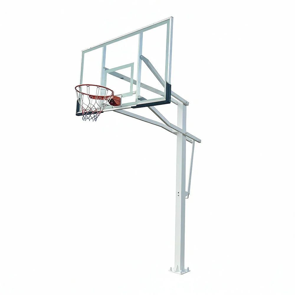 DUNK MASTER M023 Basketball System In Ground Basketball Stand Duty Professional Ring Hoop Ironman Heavy - White