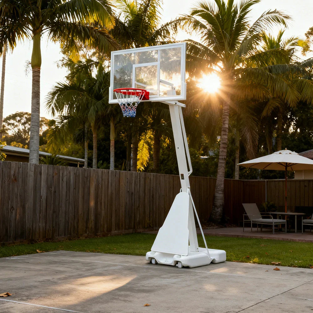 DUNK MASTER M027 Basketball System Portable Basketball Stand Ring Hoop Ironman - White