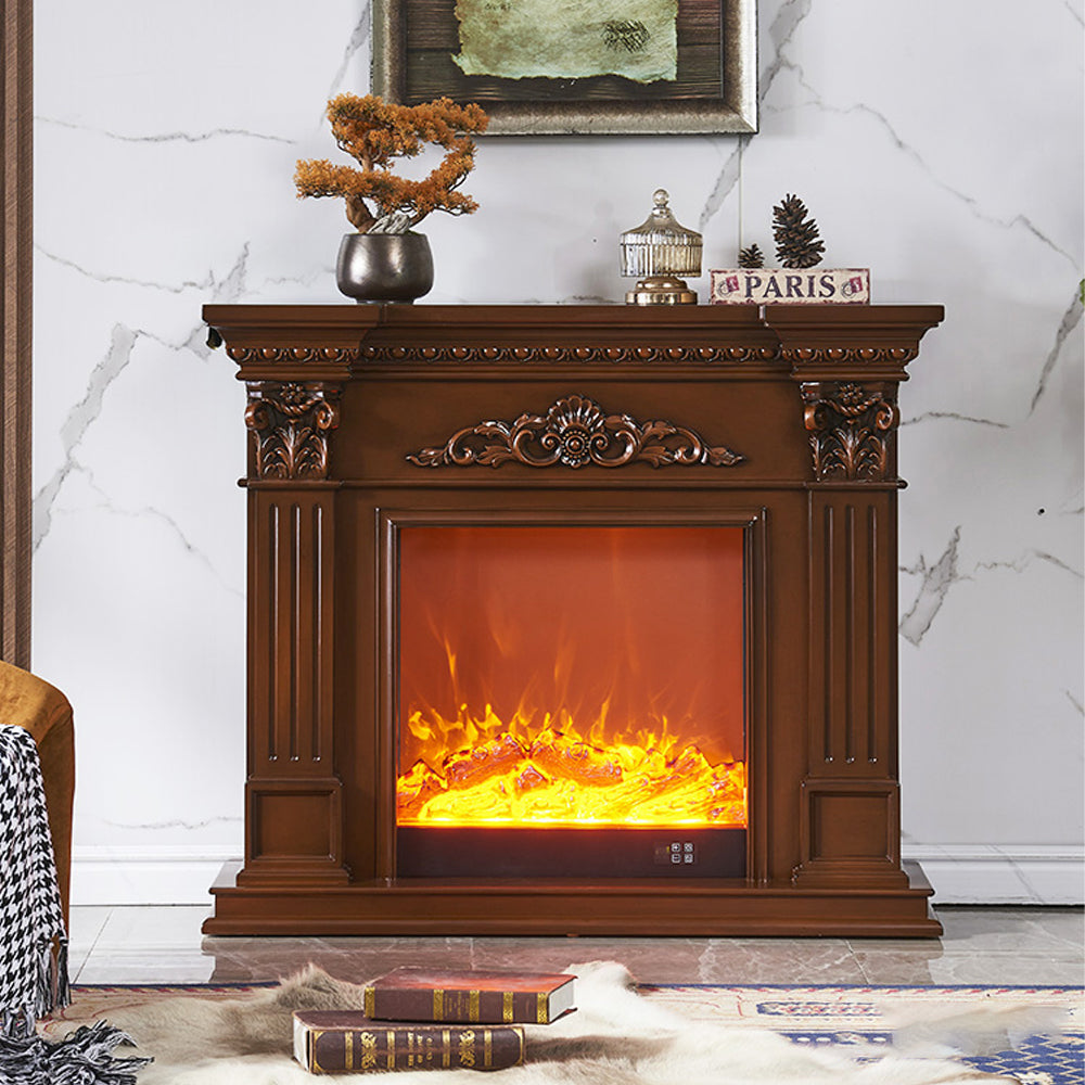 LIVARA 1.2m - Artificial Flames With European-style Decorative Fireplace Brown