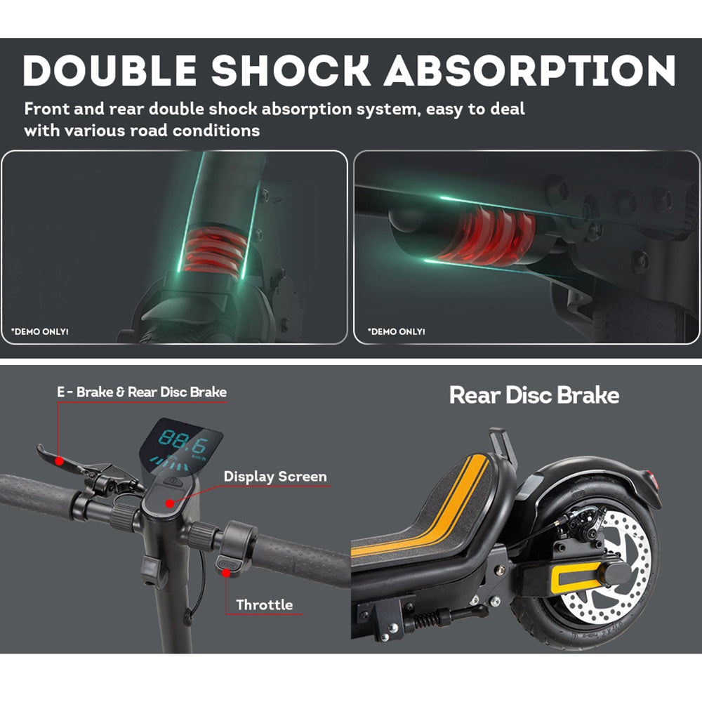 GLIDER 350W Scooter Motorised A7 36V Adult Scooter Riding Foldable Electric Black