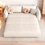 LUXORA FC1046 136/156/186/216cm Corduroy Sofa Wood Fabric Solid Sofa Length Frame Bed