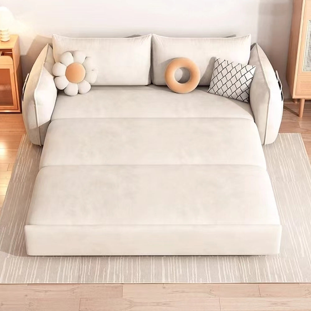 LUXORA FC1046 136/156/186/216cm Corduroy Sofa Wood Fabric Solid Sofa Length Frame Bed