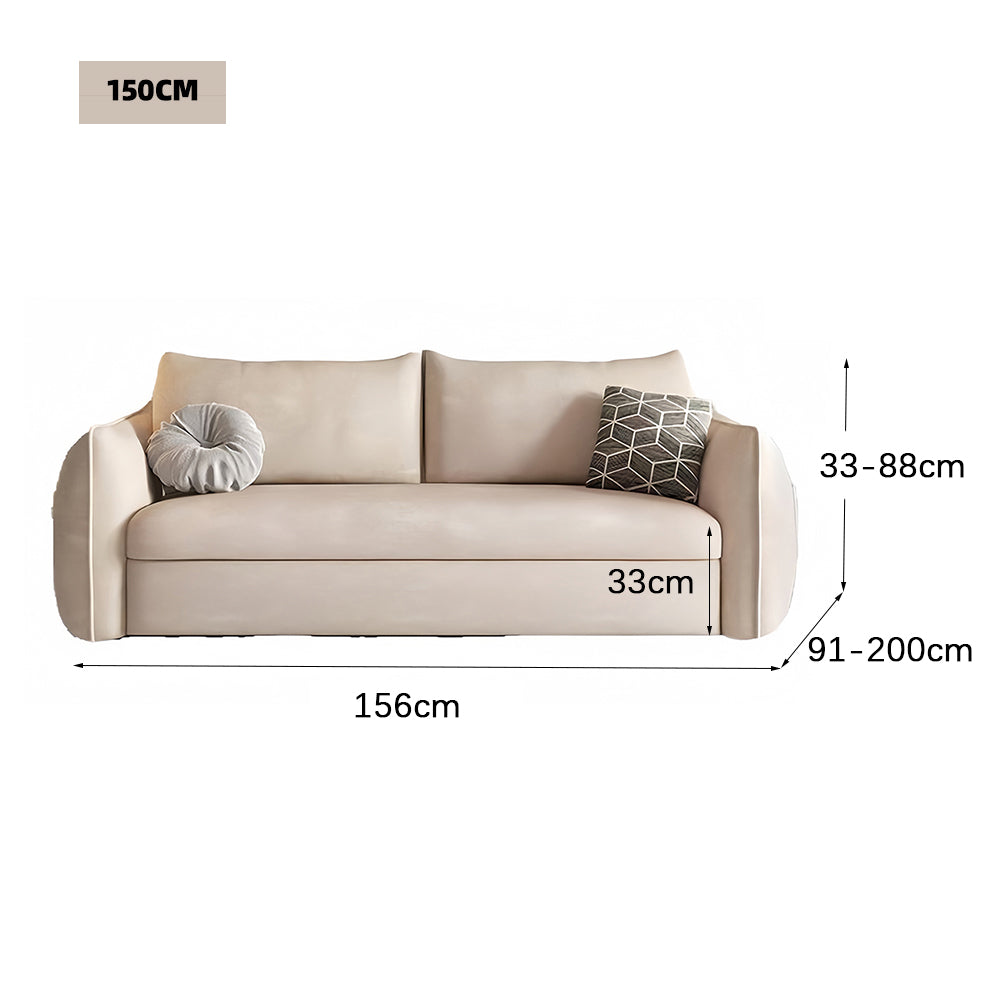 LUXORA FC1046 136/156/186/216cm Corduroy Sofa Wood Fabric Solid Sofa Length Frame Bed