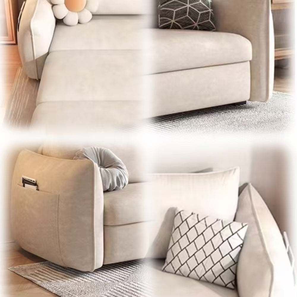 LUXORA FC1046 136/156/186/216cm Corduroy Sofa Wood Fabric Solid Sofa Length Frame Bed