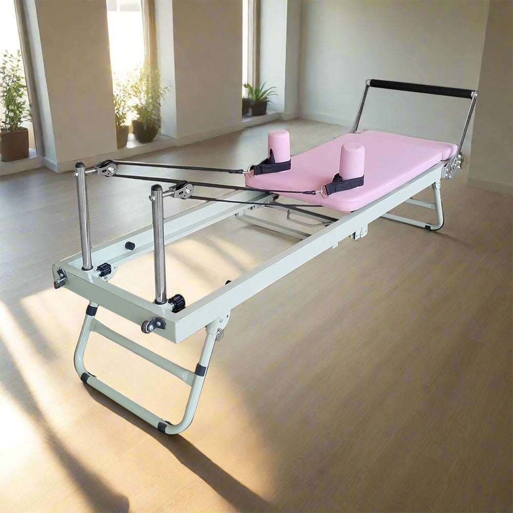 FLEXIO Multi-purpose Pilates Foldable Frame Steel Tables-Pink Home Reformer Pilates Gym