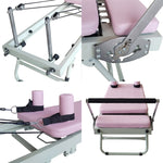 FLEXIO Multi-purpose Pilates Foldable Frame Steel Tables-Pink Home Reformer Pilates Gym
