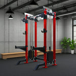 FITPRO Multi-Functional System, Plate - Adjustable - Loaded 150kg Platform Handles, Home Fly Machine Pin Gym Squat Red