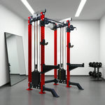 FITPRO Multi-Functional System, Plate - Adjustable - Loaded 150kg Platform Handles, Home Fly Machine Pin Gym Squat Red