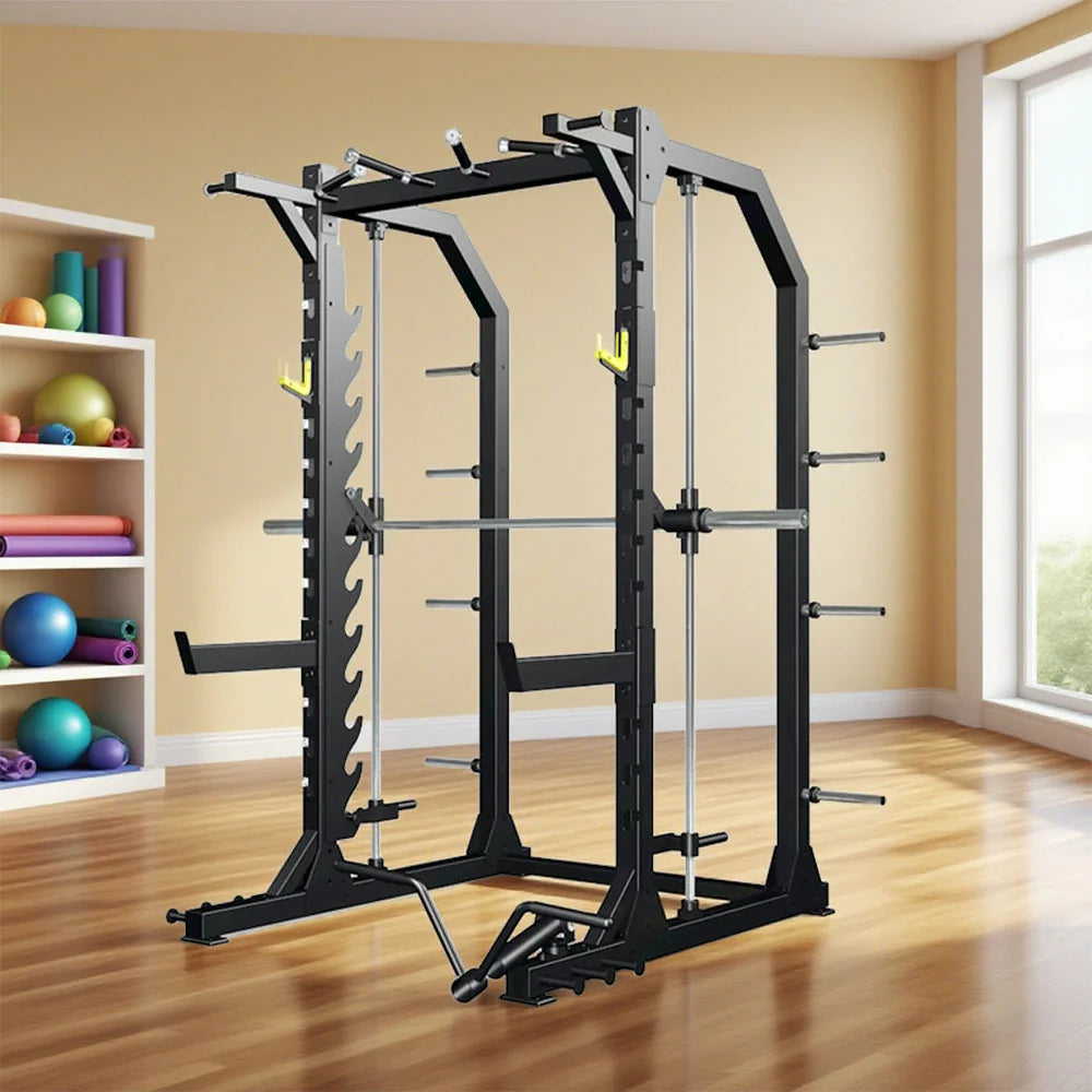 FITPRO Heavy-Duty Gym Hooks Squat Handles - Training Adjustable Rack for - Strength Pull-Up Full-Body Multi-Functional Black