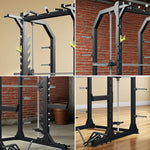FITPRO Heavy-Duty Gym Hooks Squat Handles - Training Adjustable Rack for - Strength Pull-Up Full-Body Multi-Functional Black