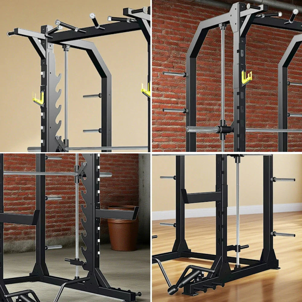 FITPRO Heavy-Duty Gym Hooks Squat Handles - Training Adjustable Rack for - Strength Pull-Up Full-Body Multi-Functional Black