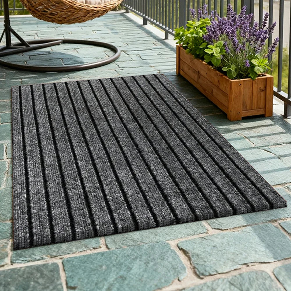 FITPRO Heavy-Duty Anti-Slip Absorbent Floor Mat 90/120/200cm - PP Soft Pile, TPE Odour-Free Backing, Dirt-Trapping Design - Grey