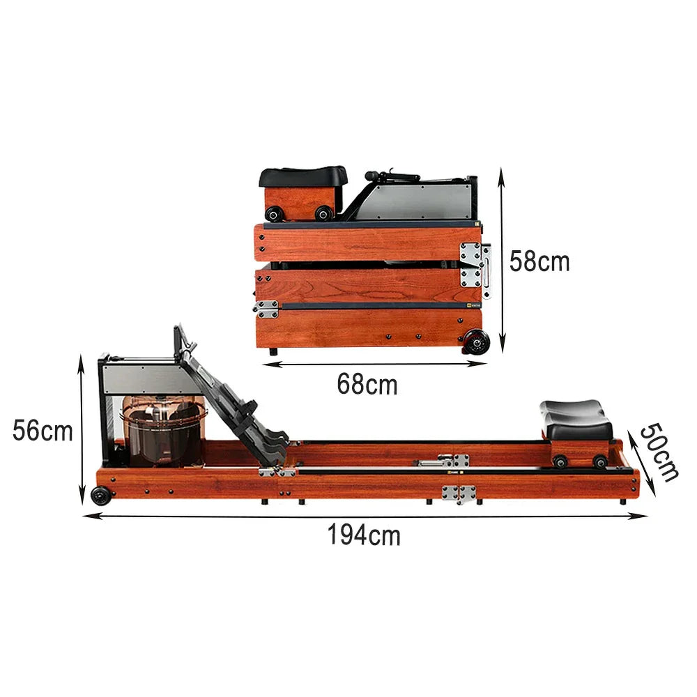 FITPRO Water Tank, Fitness Design, Frame, Rubberwood Home Space-Saving Triple-Fold - Rowing Machine 25L Solid Equipment