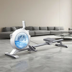 FITPRO Water Fitness - Foldable Design, Home Dual Resistance Machine Ergonomic Padded Rowing Equipment - Magnetic Seat, White