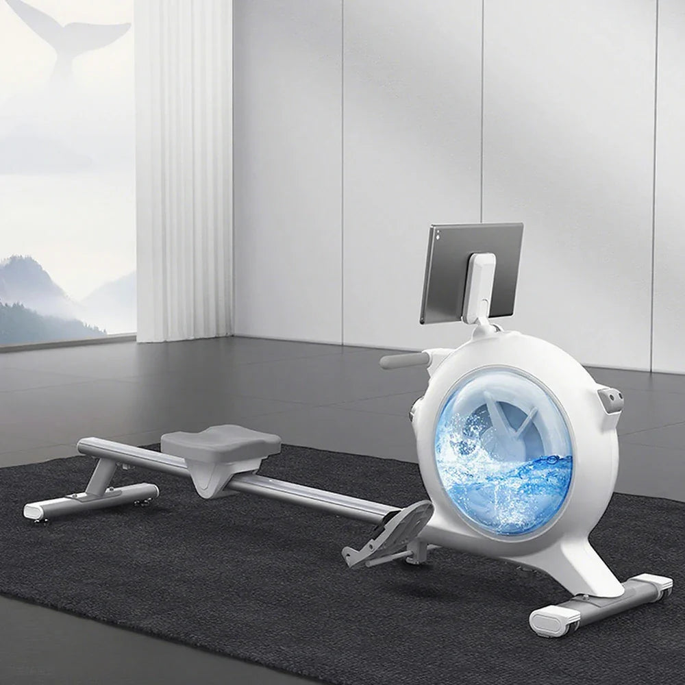 FITPRO Water Fitness - Foldable Design, Home Dual Resistance Machine Ergonomic Padded Rowing Equipment - Magnetic Seat, White