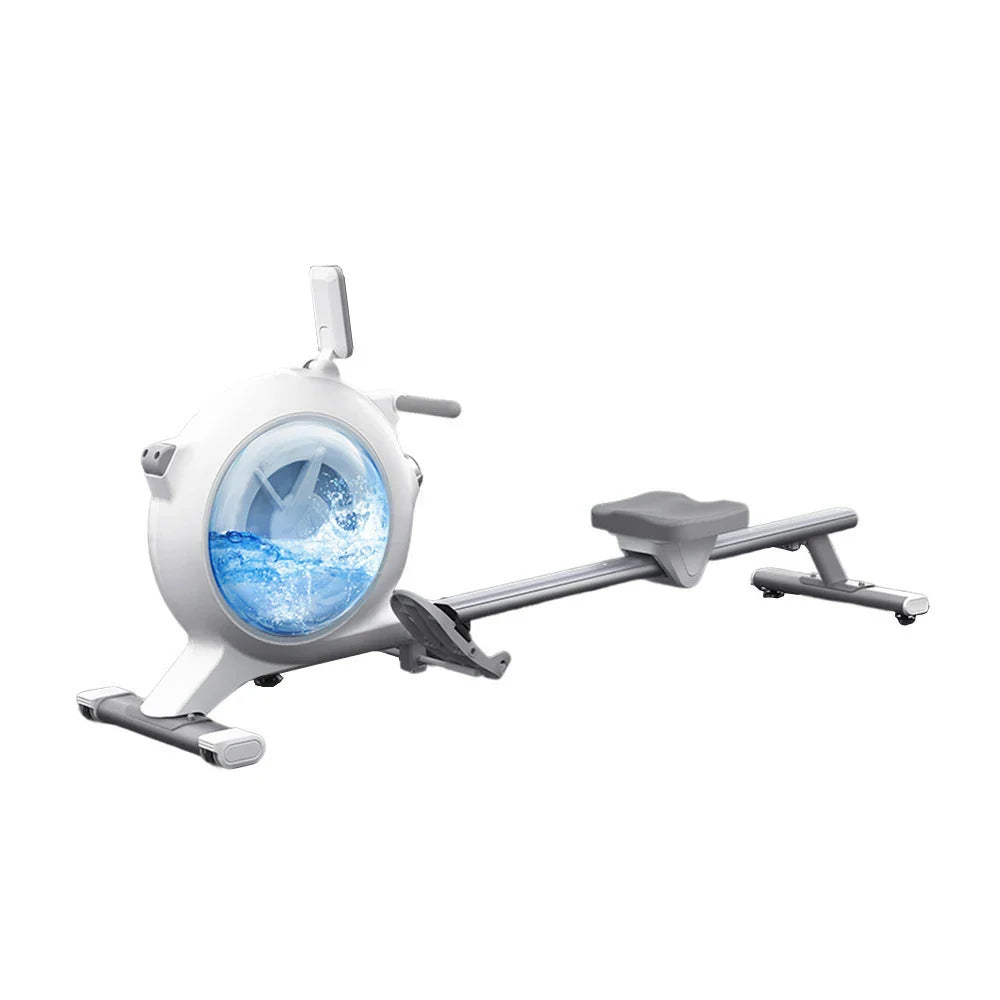 FITPRO Water Fitness - Foldable Design, Home Dual Resistance Machine Ergonomic Padded Rowing Equipment - Magnetic Seat, White