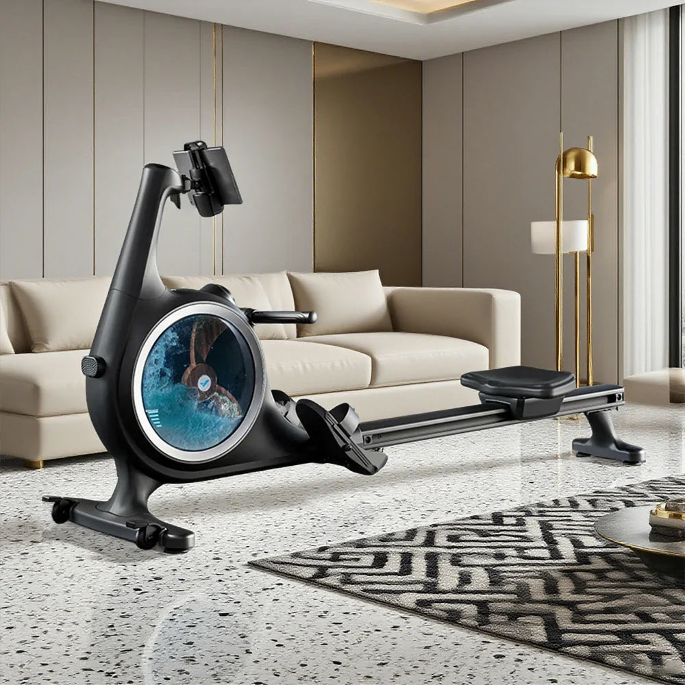 FITPRO Water-Magnetic Machine Resistance 150kg Belt - Rowing Alloy Silent 32-Level Dual Rail, Drive, Aluminium Smart Control, Capacity