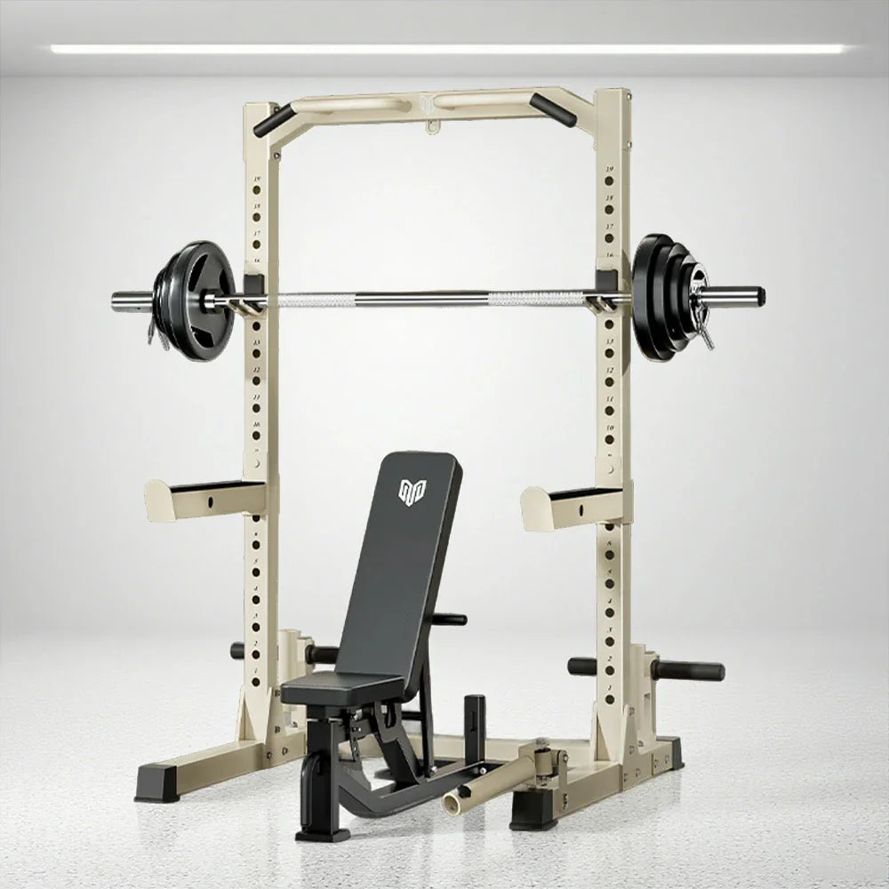 MERIDIAN Multi-Function - Levels, with 19 Bench Bench Design Pull-Up, Rack Height Power Space-Saving Squat, Press, - Beige