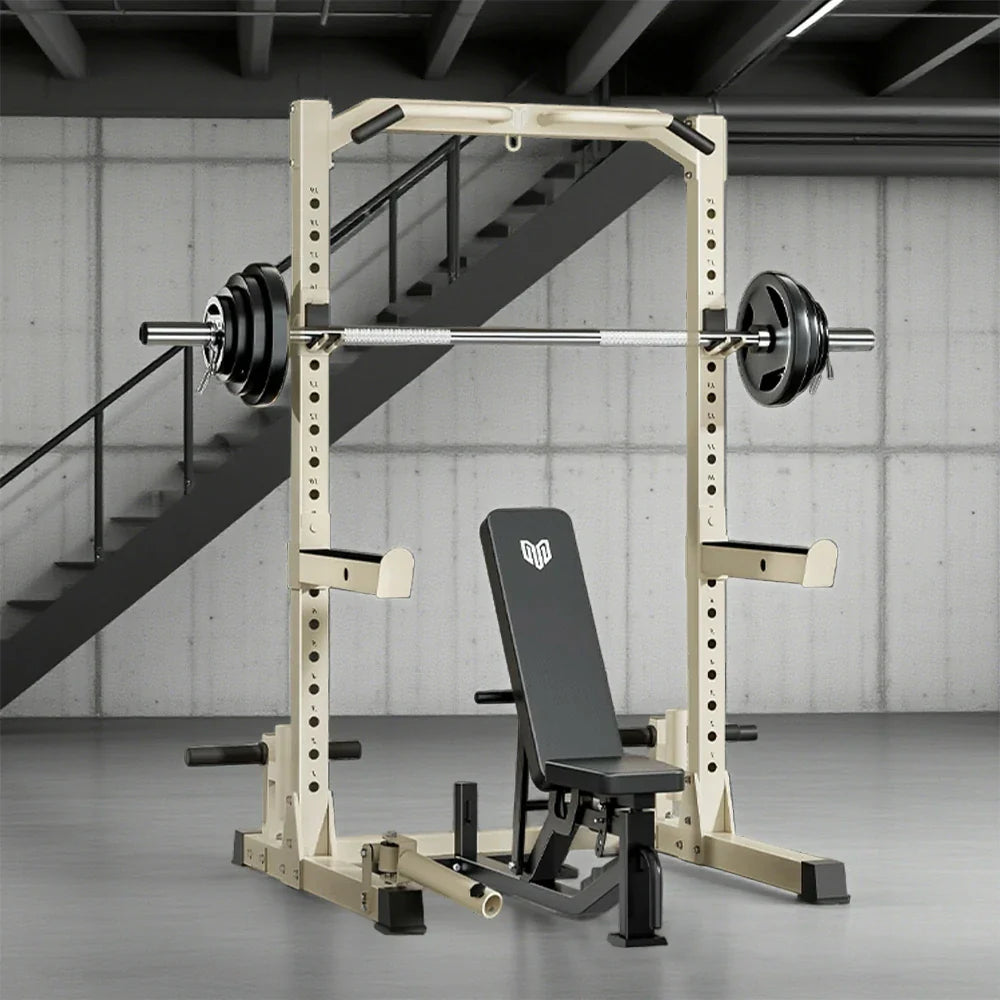 MERIDIAN Multi-Function - Levels, with 19 Bench Bench Design Pull-Up, Rack Height Power Space-Saving Squat, Press, - Beige