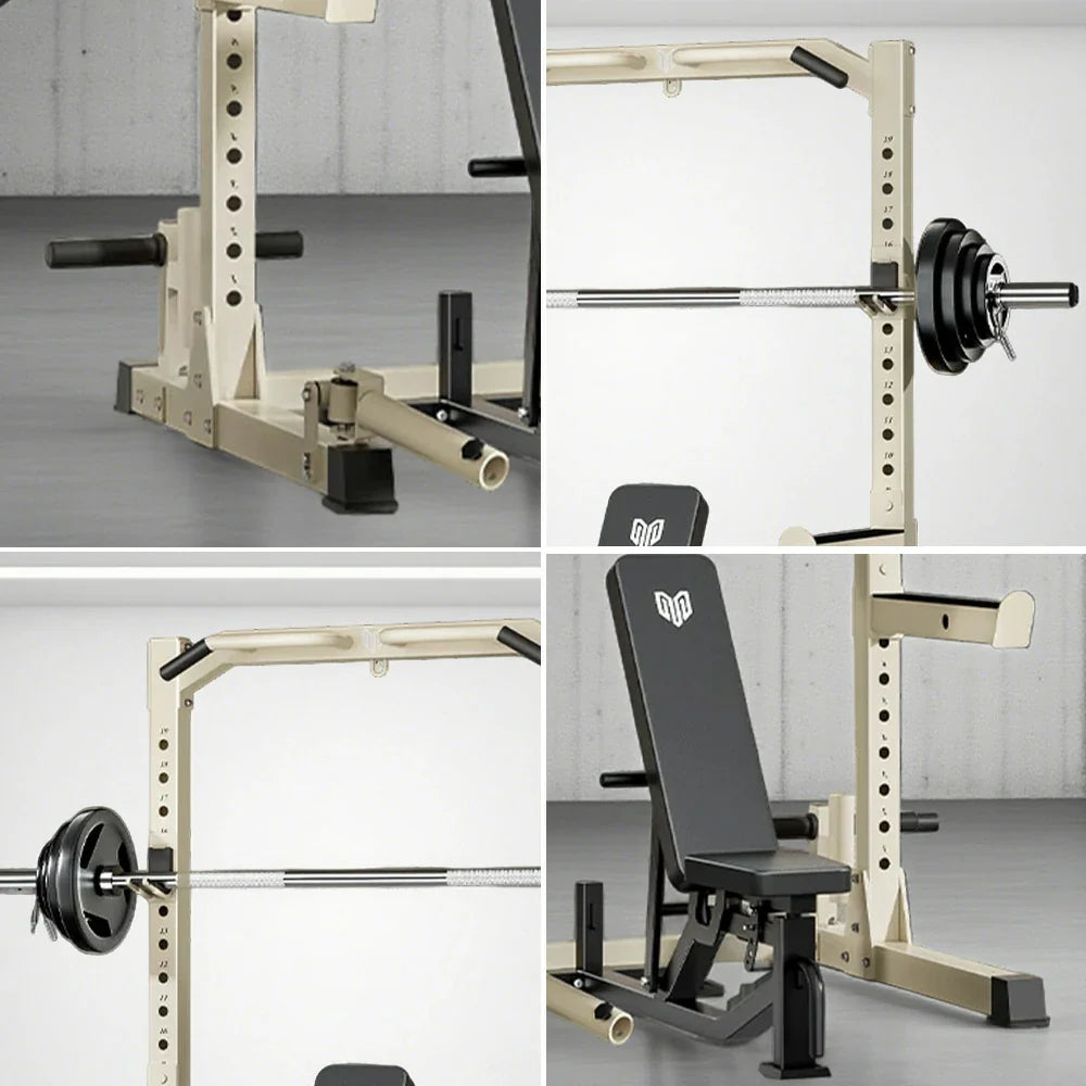 MERIDIAN Multi-Function - Levels, with 19 Bench Bench Design Pull-Up, Rack Height Power Space-Saving Squat, Press, - Beige