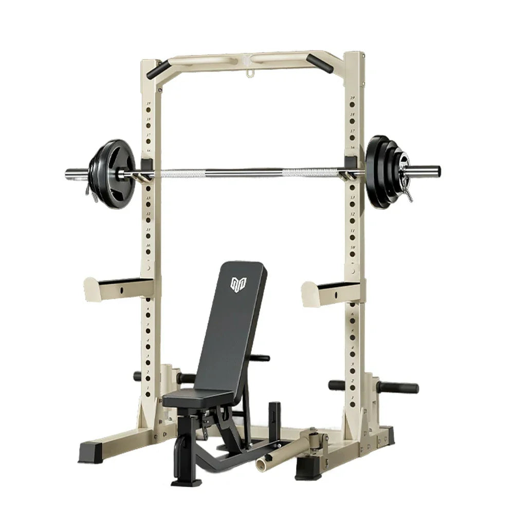 MERIDIAN Multi-Function - Levels, with 19 Bench Bench Design Pull-Up, Rack Height Power Space-Saving Squat, Press, - Beige