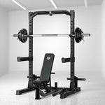 MERIDIAN Multi-Function - Height Space-Saving 19 with Pull-Up, Press, Rack Design - Bench Levels, Power Squat, Bench Black