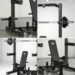 MERIDIAN Multi-Function - Height Space-Saving 19 with Pull-Up, Press, Rack Design - Bench Levels, Power Squat, Bench Black