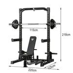 MERIDIAN Multi-Function - Height Space-Saving 19 with Pull-Up, Press, Rack Design - Bench Levels, Power Squat, Bench Black