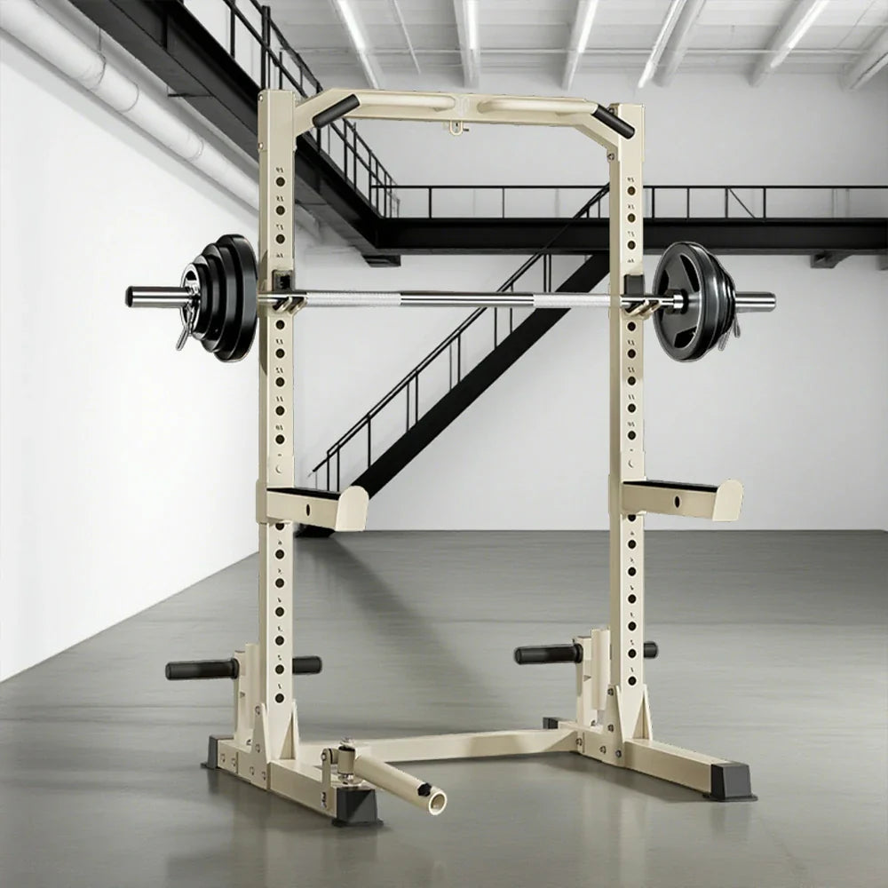 MERIDIAN Home Includes Squat Pull-Up, - Power - Gym 400kg Barbell 200kg 19 Levels, Height Capacity, Rack Beige