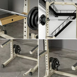 MERIDIAN Home Includes Squat Pull-Up, - Power - Gym 400kg Barbell 200kg 19 Levels, Height Capacity, Rack Beige