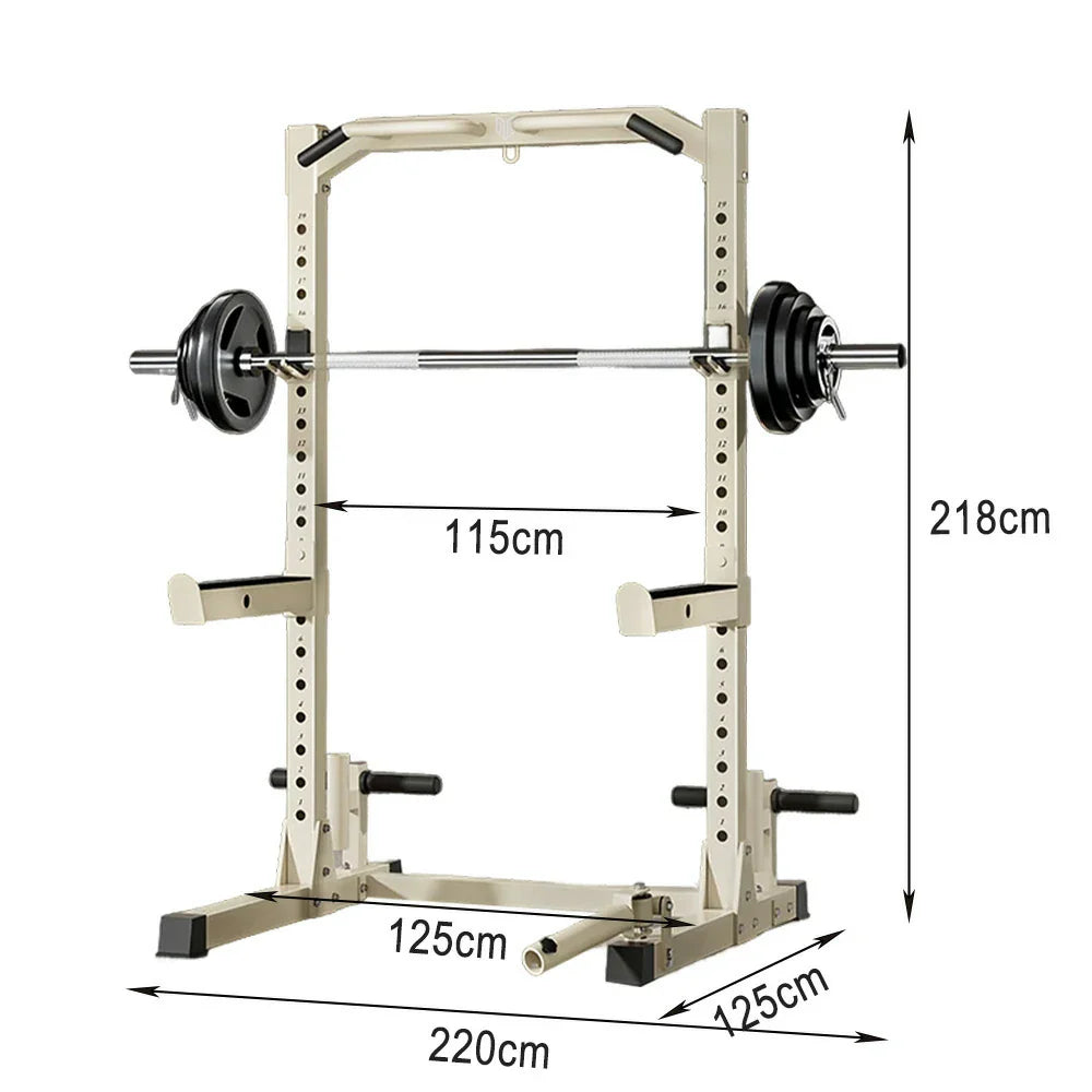 MERIDIAN Home Includes Squat Pull-Up, - Power - Gym 400kg Barbell 200kg 19 Levels, Height Capacity, Rack Beige