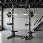 MERIDIAN Home Rack - 19 Height Squat Barbell Capacity, Power Gym 200kg Levels, 400kg Pull-Up, Includes Black