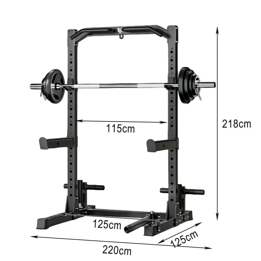 MERIDIAN Home Rack - 19 Height Squat Barbell Capacity, Power Gym 200kg Levels, 400kg Pull-Up, Includes Black