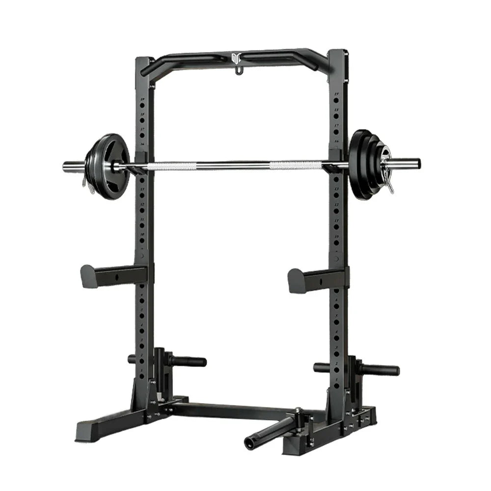 MERIDIAN Home Rack - 19 Height Squat Barbell Capacity, Power Gym 200kg Levels, 400kg Pull-Up, Includes Black