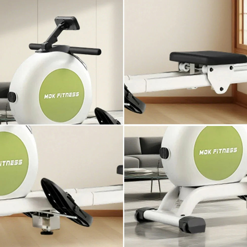FITPRO Magnetic Wood Resistance, Machine Design, Capacity, Self-Generating 150kg Solid 57kg Quiet - Frame Rowing Power, Green